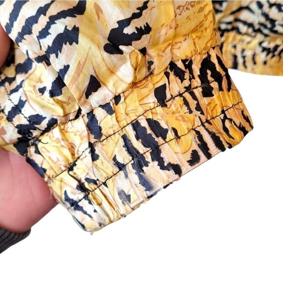 Vintage Oleg Cassini 100% Silk Animal Print Nautical Zip Up Jacket - Picture 7 of 9